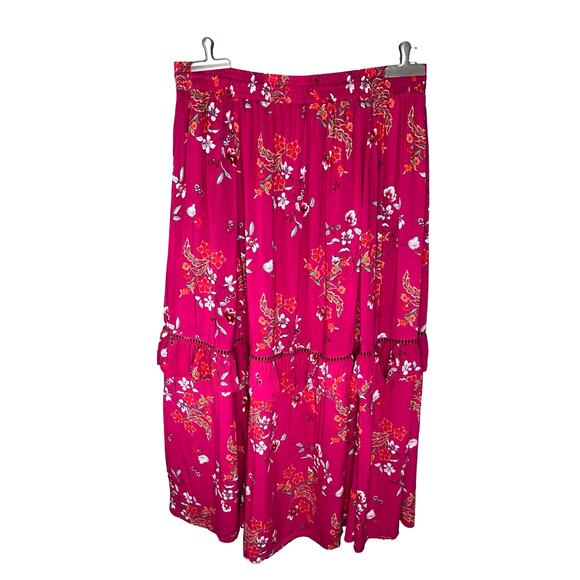 TORRID Pink Womens Skirt Size 2 2X 18-20 Floral Boho‎ Spring Ruffle Maxi Skirt - Picture 2 of 10